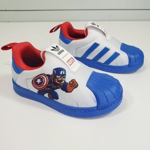 Adidas Superstar 360 I Marvel Captain America Toddler Slip-On Sneakers size 7